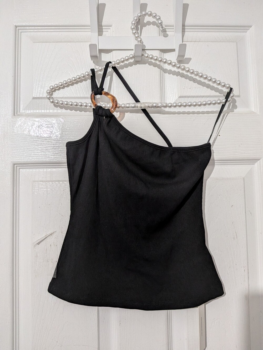 Commense Ring Detail One Shoulder Ribbed Top - Picture 5 of 14